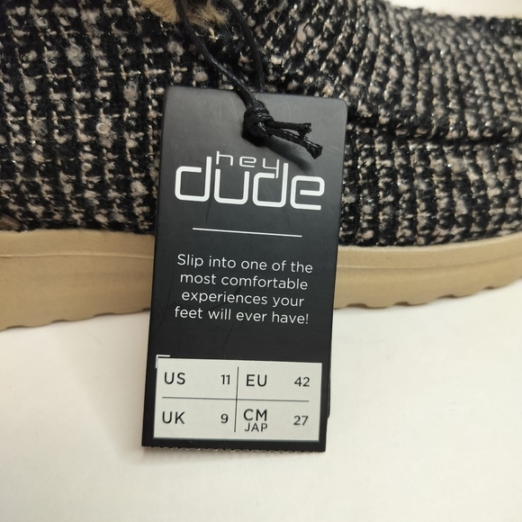 HEY DUDE Denny Tan Ankle Booties Wool Tweed Women's Moc Faux Shearling Lining - Picture 15 of 16